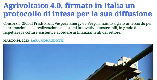 Agrivoltaico 4.0, firmato in Italia un protocollo di intesa per la sua diffusione