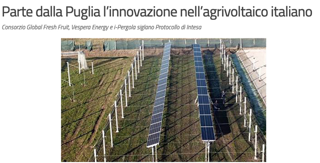 Parte dalla Puglia l’innovazione nell’agrivoltaico italiano