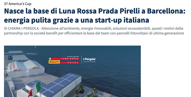 Nasce la base di Luna Rossa Prada Pirelli a Barcellona: energia pulita grazie a una start-up italiana